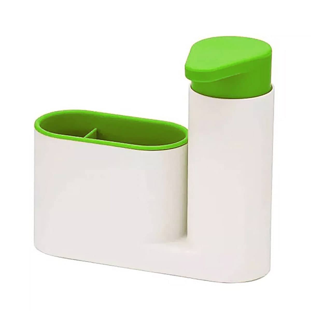 Soap Dispenser and Sink Organiser Set - 2 Piece, White with Green Accents - view 4