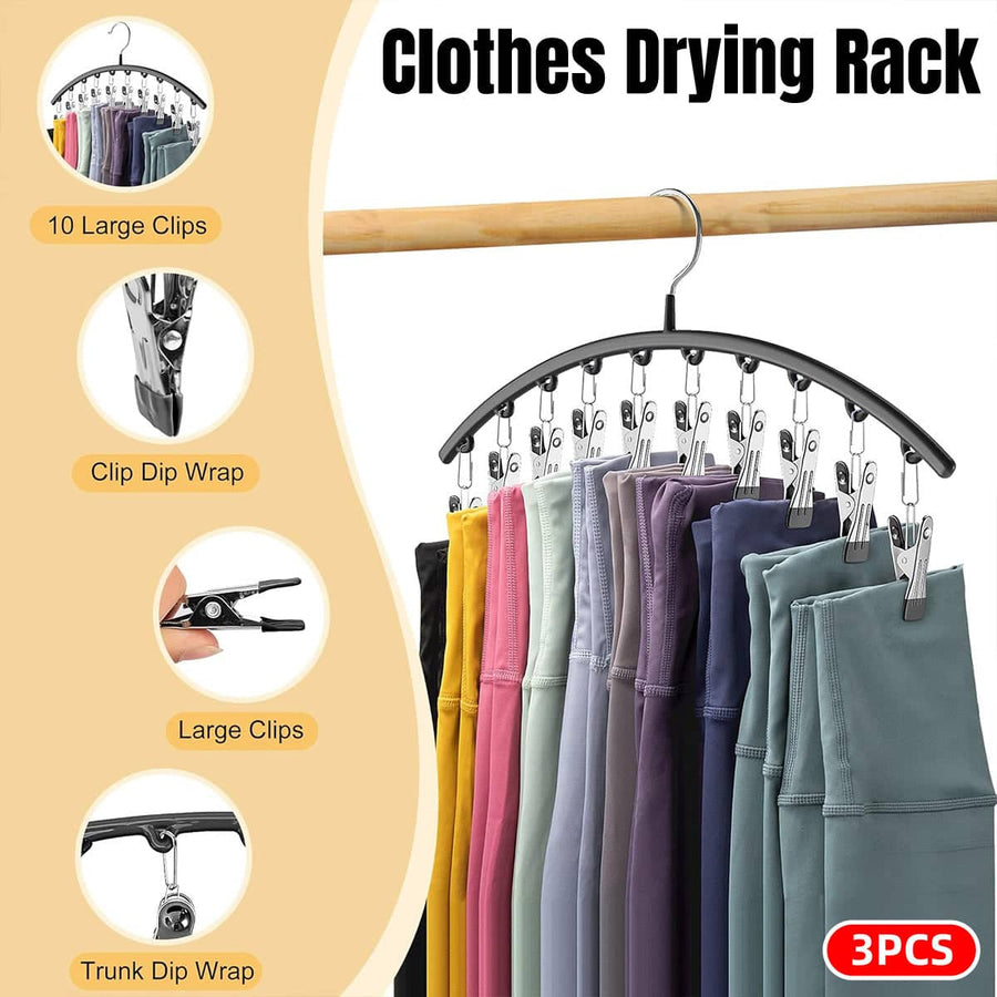 Sock Drying Rack with Multi Clip Hanger Folding Laundry Holder, Pack of 3