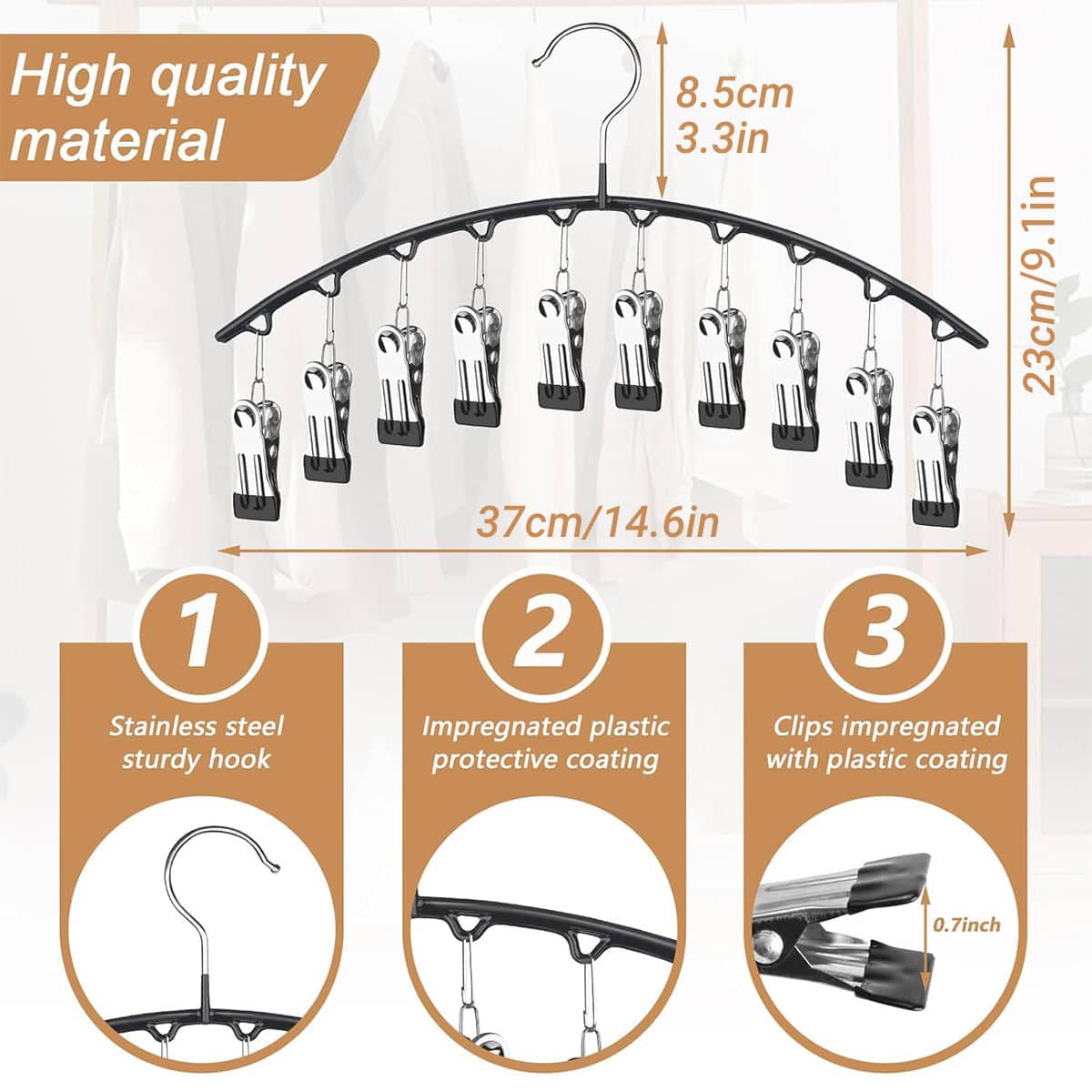 Sock Drying Rack with Multi Clip Hanger Folding Laundry Holder, Pack of 3 - view 3