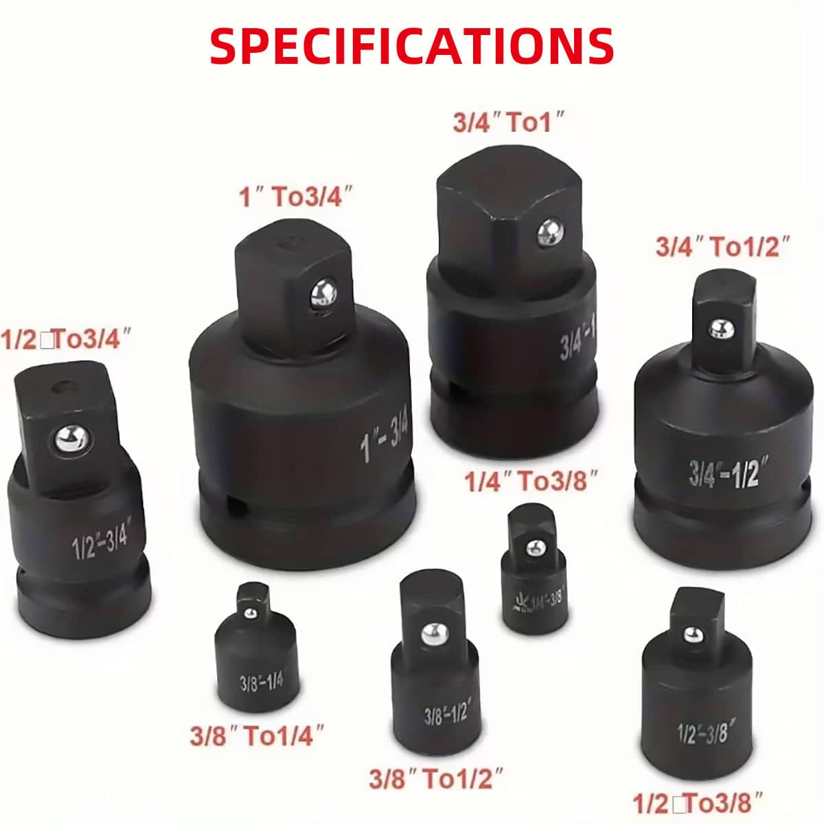 Socket Adapter and Reducer Set - 8 Piece, 1/4 to 1 in (0.64 to 2.54 cm) Drive - view 5