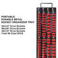 Socket Organiser Rack 4 Row Wall Mounted with Carry Handle for 1/4, 3/8 and 1/2 Drive - Blue - view 5