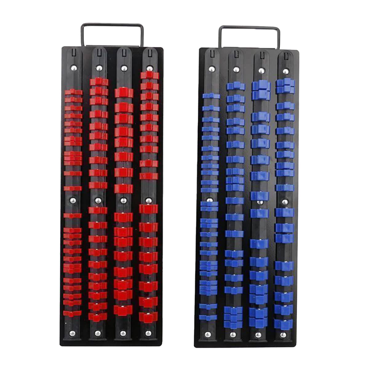 Socket Organiser Rack 4 Row Wall Mounted with Carry Handle for 1/4, 3/8 and 1/2 Drive - Red - view 3