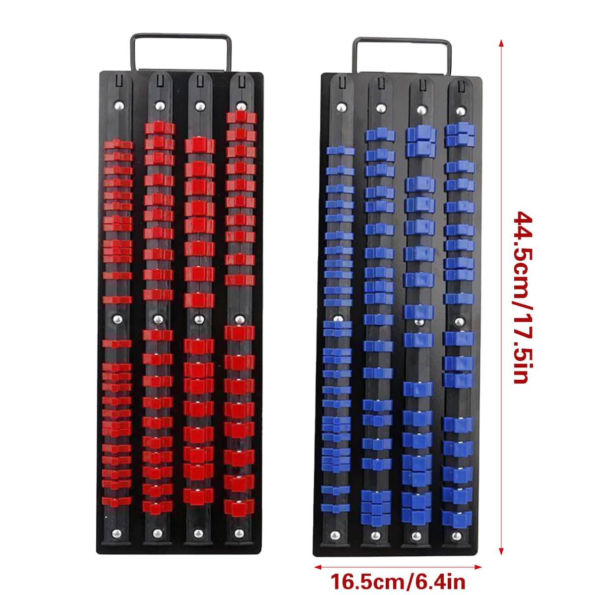 Socket Organiser Rack 4 Row Wall Mounted with Carry Handle for 1/4, 3/8 and 1/2 Drive - Red - view 4
