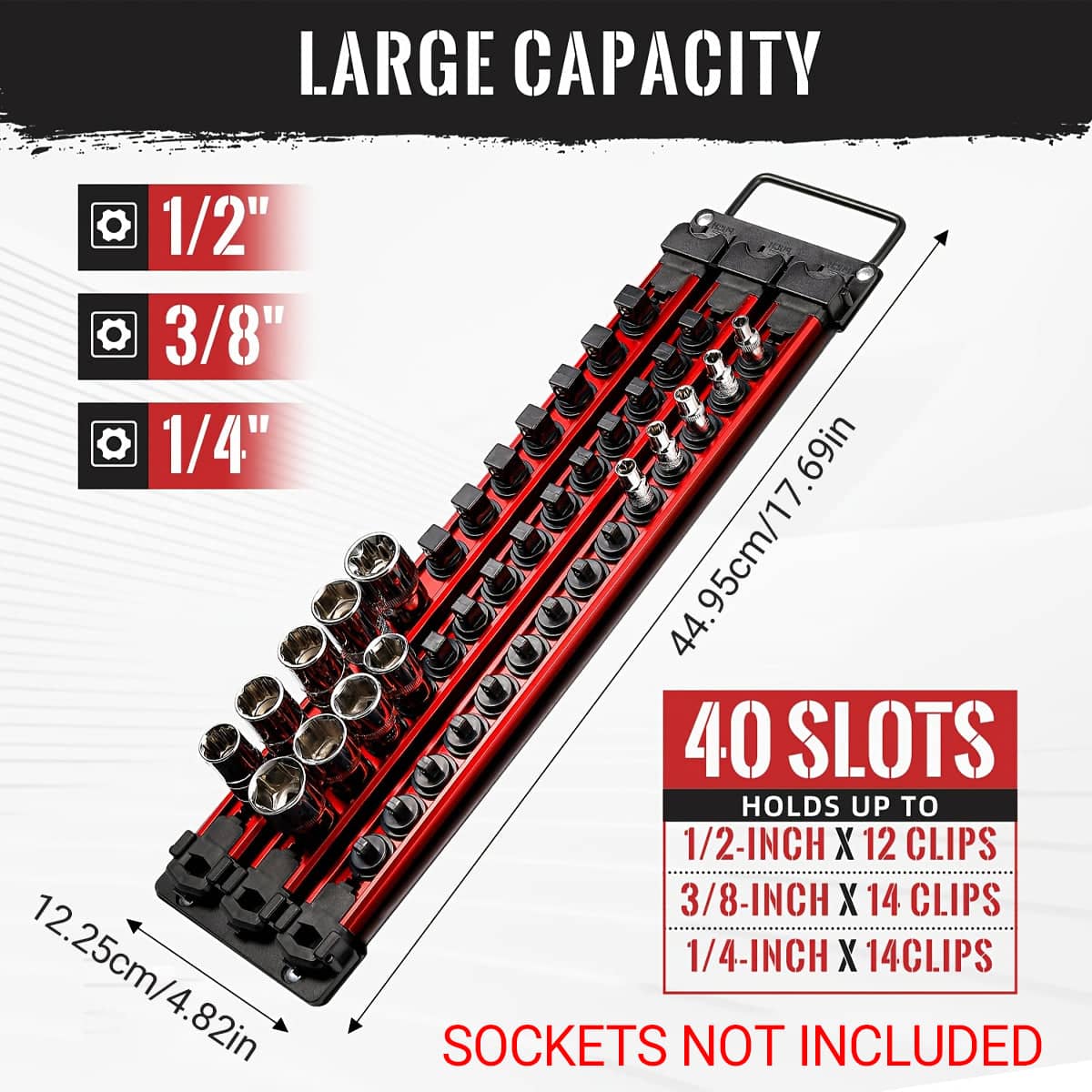Socket Storage Rack Portable Tool Organiser with 40 Slots for Garage Workshop - view 3