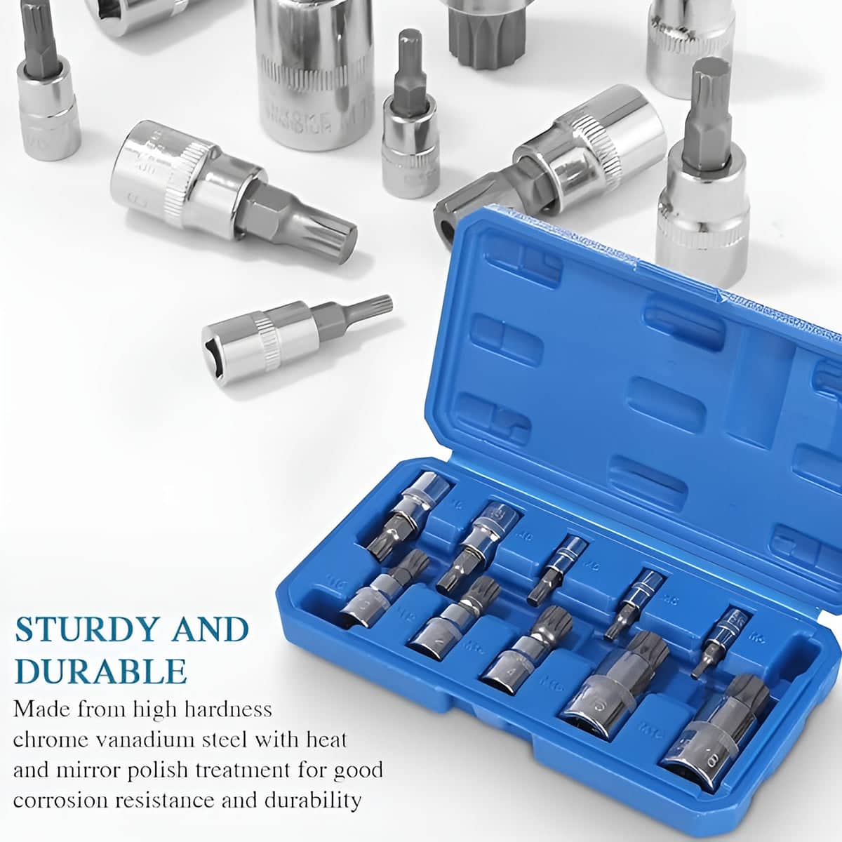 Socket Wrench Set 10 Piece Chrome Vanadium Auto Repair Tool Kit with Ratchet Driver - view 5