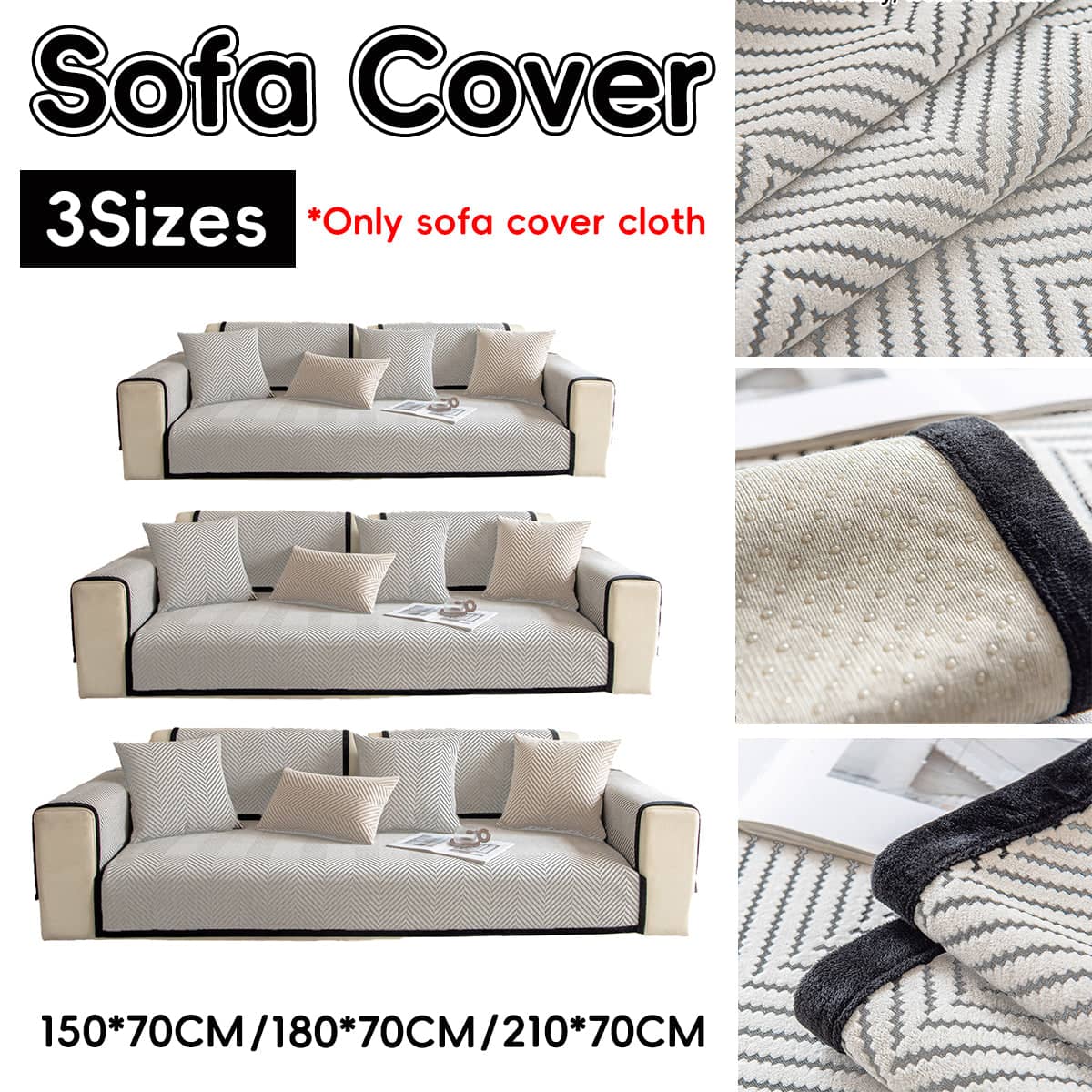 Sofa Cover Chenille Anti-Slip for Living Room Couch - 180 x 70 cm - view 2