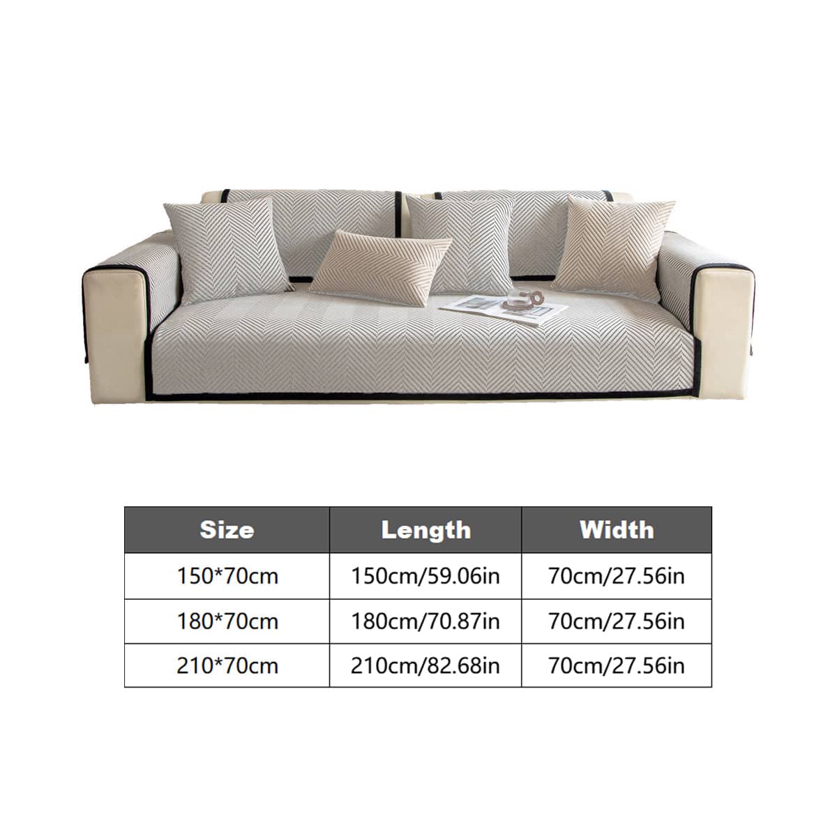 Sofa Cover Chenille Anti-Slip for Living Room Couch - 180 x 70 cm - view 4
