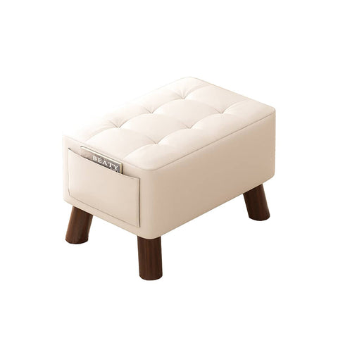 Sofa Stool Shoe Changing Bench with Side Pocket, 28 x 28 x 40 cm - Beige