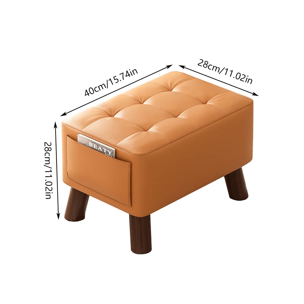 Sofa Stool Shoe Changing Bench with Side Pocket, 28 x 28 x 40 cm - Grey - view 4
