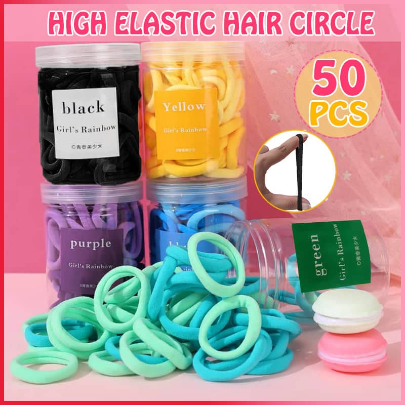 Soft Cloth Elastic Hair Ties - Black, Pack of 50 - view 2