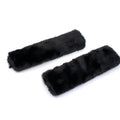 Soft Faux Wool Shoulder Strap Pad Covers, Set of 2 - Black