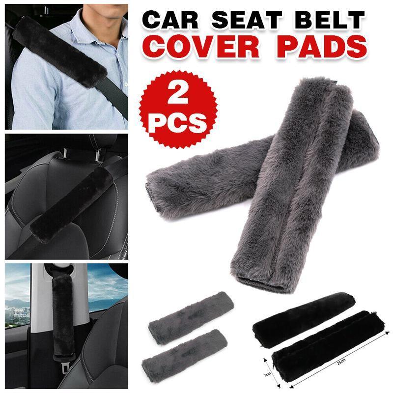 Soft Faux Wool Shoulder Strap Pad Covers, Set of 2 - Black - view 2