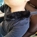 Soft Faux Wool Shoulder Strap Pad Covers, Set of 2 - Black - view 4
