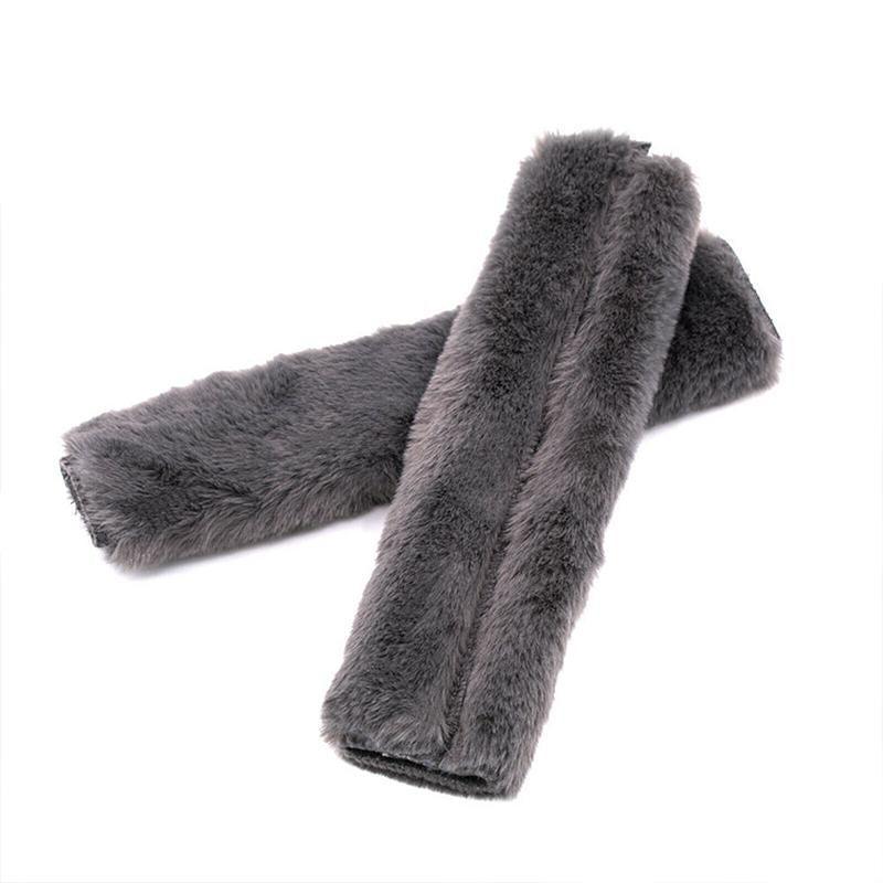 Soft Faux Wool Shoulder Strap Pad Covers, Set of 2 - Grey