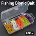 Soft Fishing Lures, 20 Pack, Bionic Worm Baits for Bass and Trout