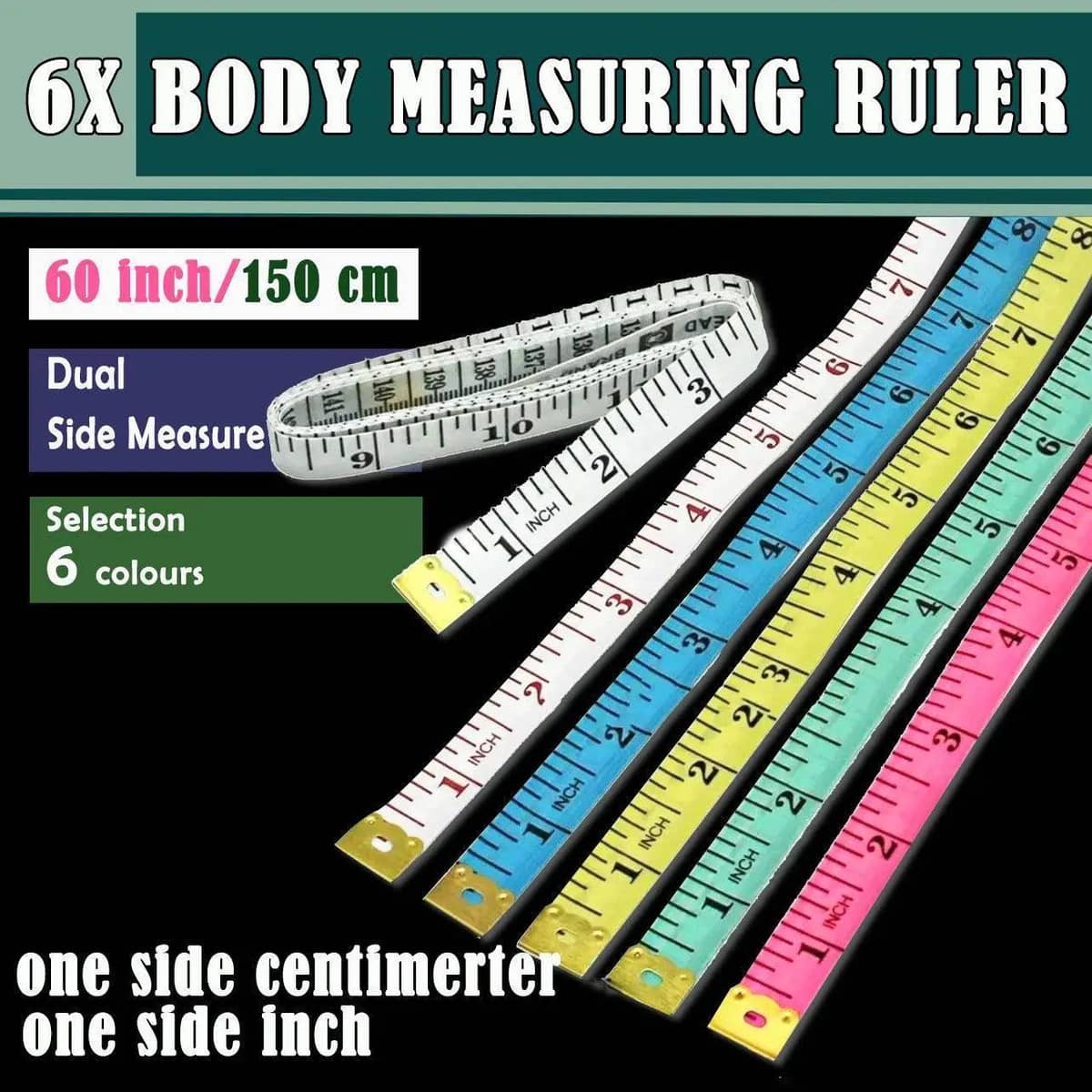 Soft Flat Sewing Tape Measure, 150 cm (60 Inches) - Pack of 6 - view 2