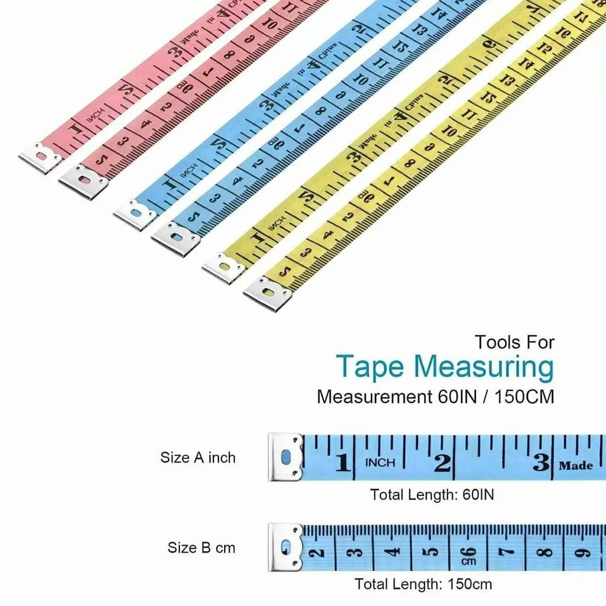 Soft Flat Sewing Tape Measure, 150 cm (60 Inches) - Pack of 6 - view 3
