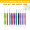 Soft Grip Crochet Hook Set, 12 Piece, Multicolour Aluminium Knitting Needles, 2 mm to 8 mm