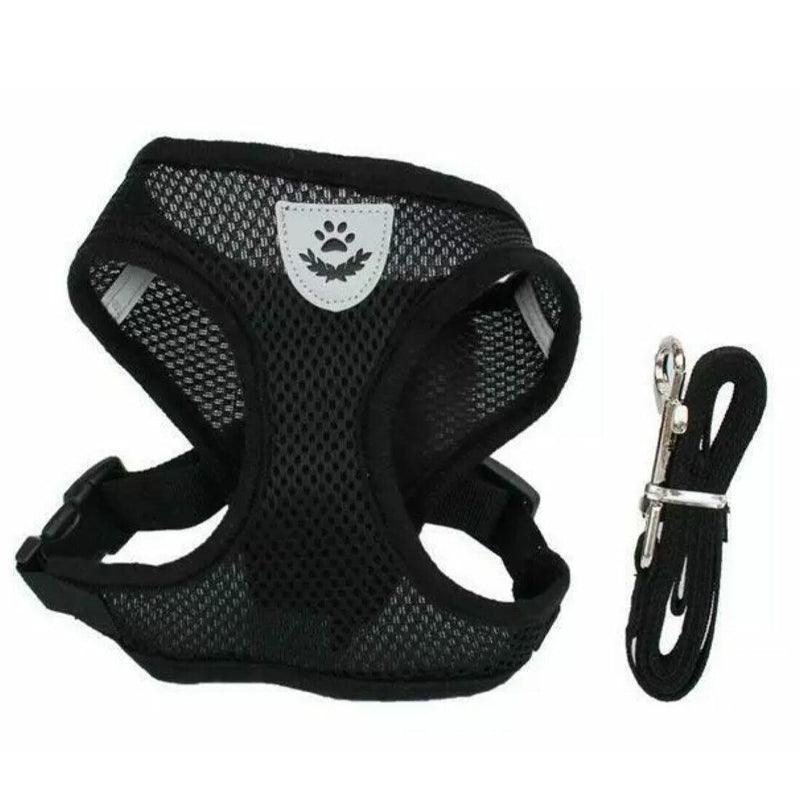 Soft Mesh Pet Harness Vest - Black, XL (Chest 46-60 cm)