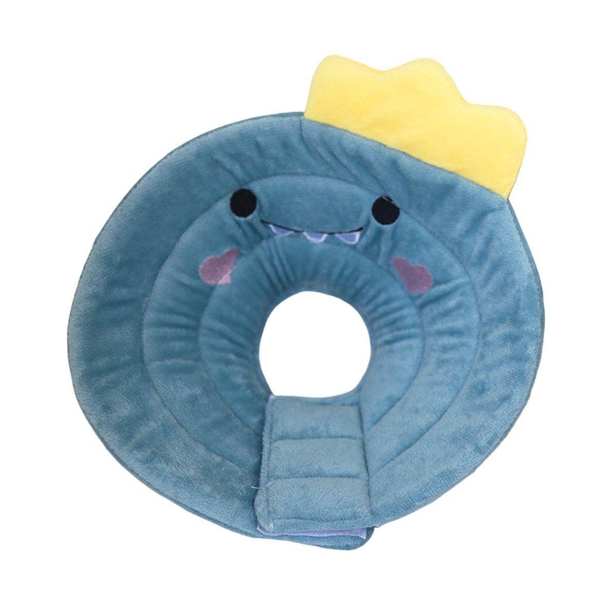 Soft Pet Recovery Collar for Cats and Dogs - Blue Dinosaur Design, Medium (Inner Ring 24 x 27 cm)