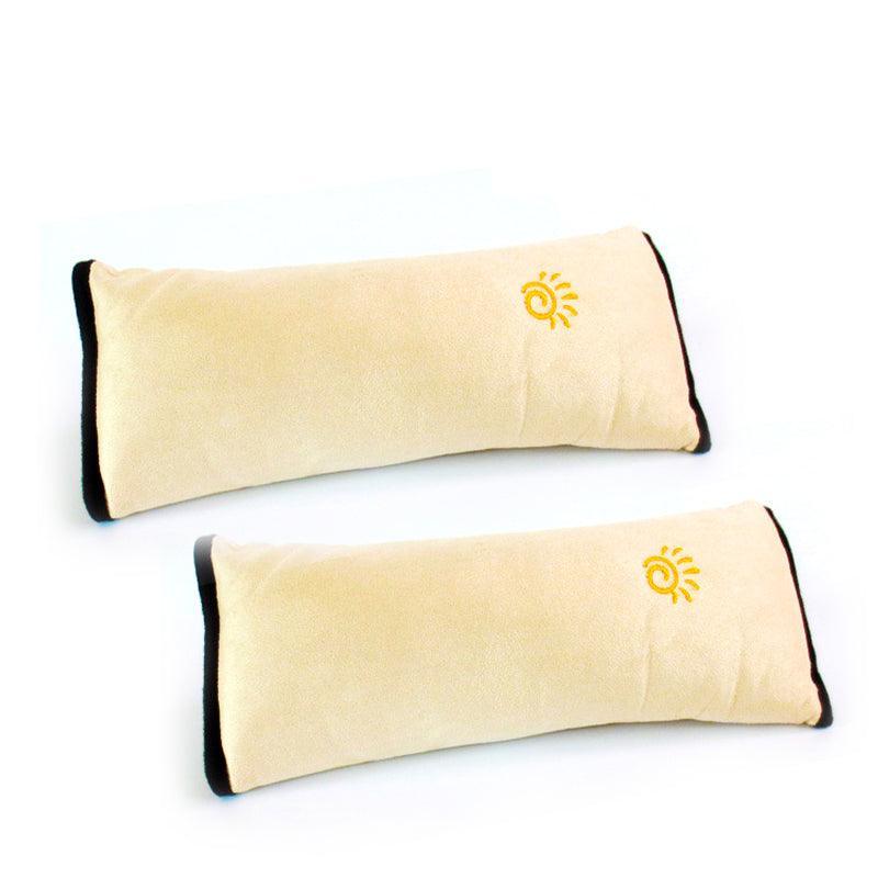 Soft Plush Car Seat Belt Shoulder Pads - Beige, Set of 2