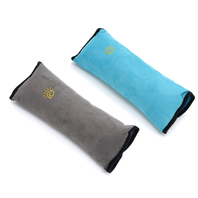 Soft Plush Car Seat Belt Shoulder Pads - Blue and Grey, Set of 2
