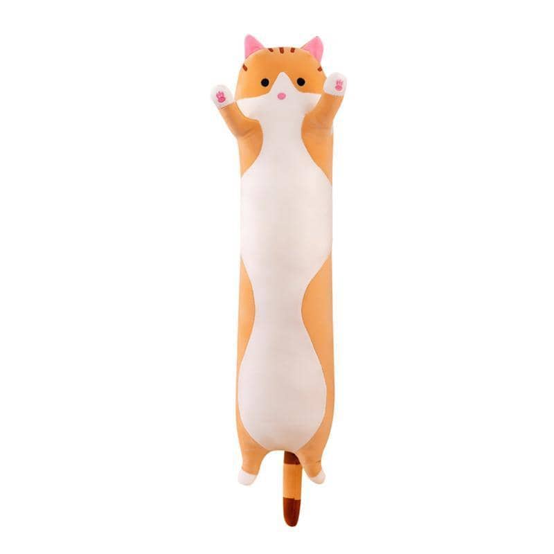 Soft Plush Cat Hug Pillow, Orange and White - 80 cm