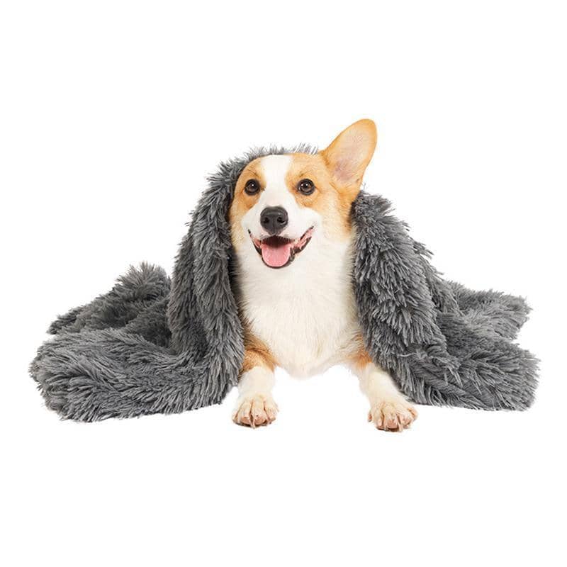 Soft Plush Dog and Cat Blanket, 127 x 100 cm - Dark Grey