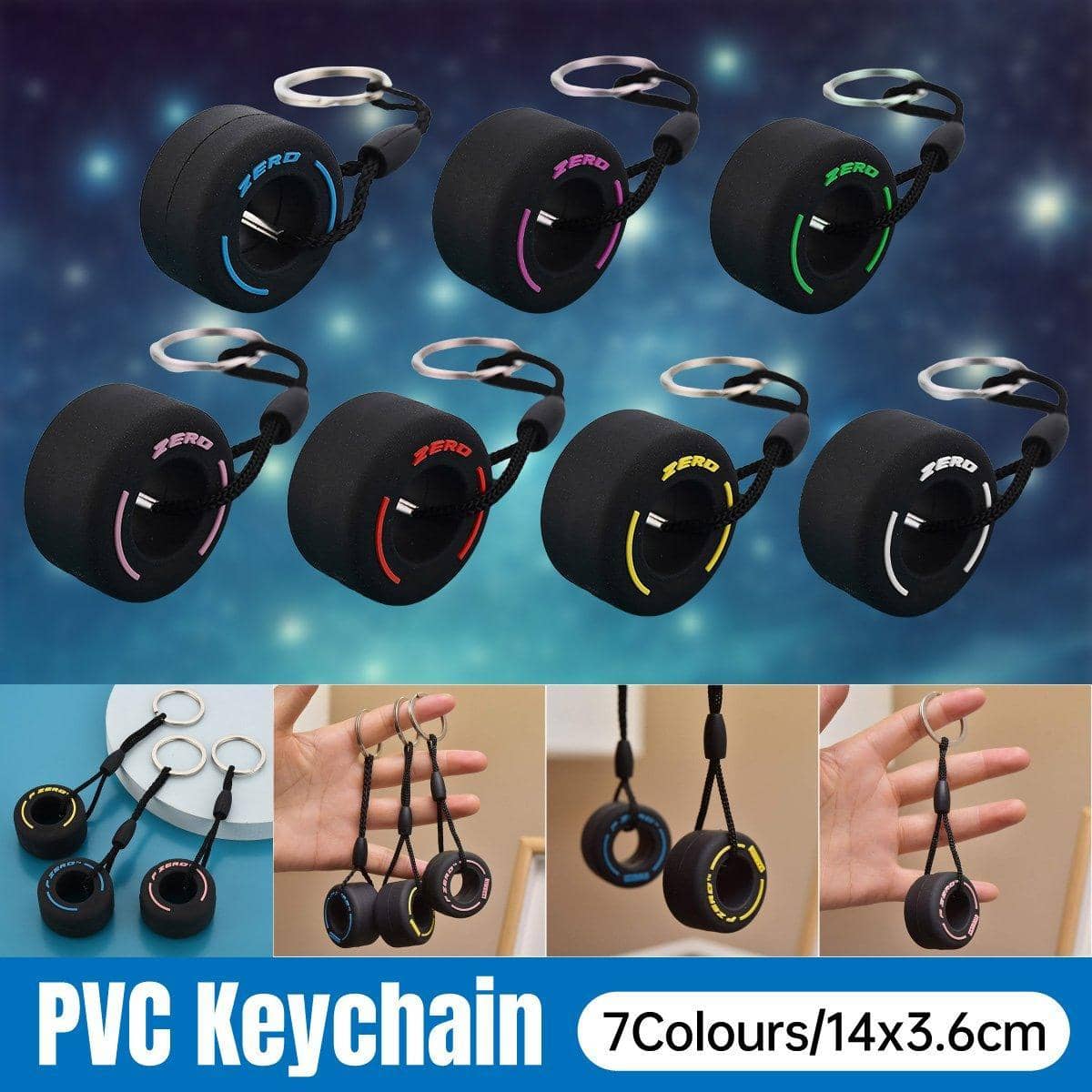 Soft PVC Tyre Keychain for Car Keys and Bags - Yellow - view 2
