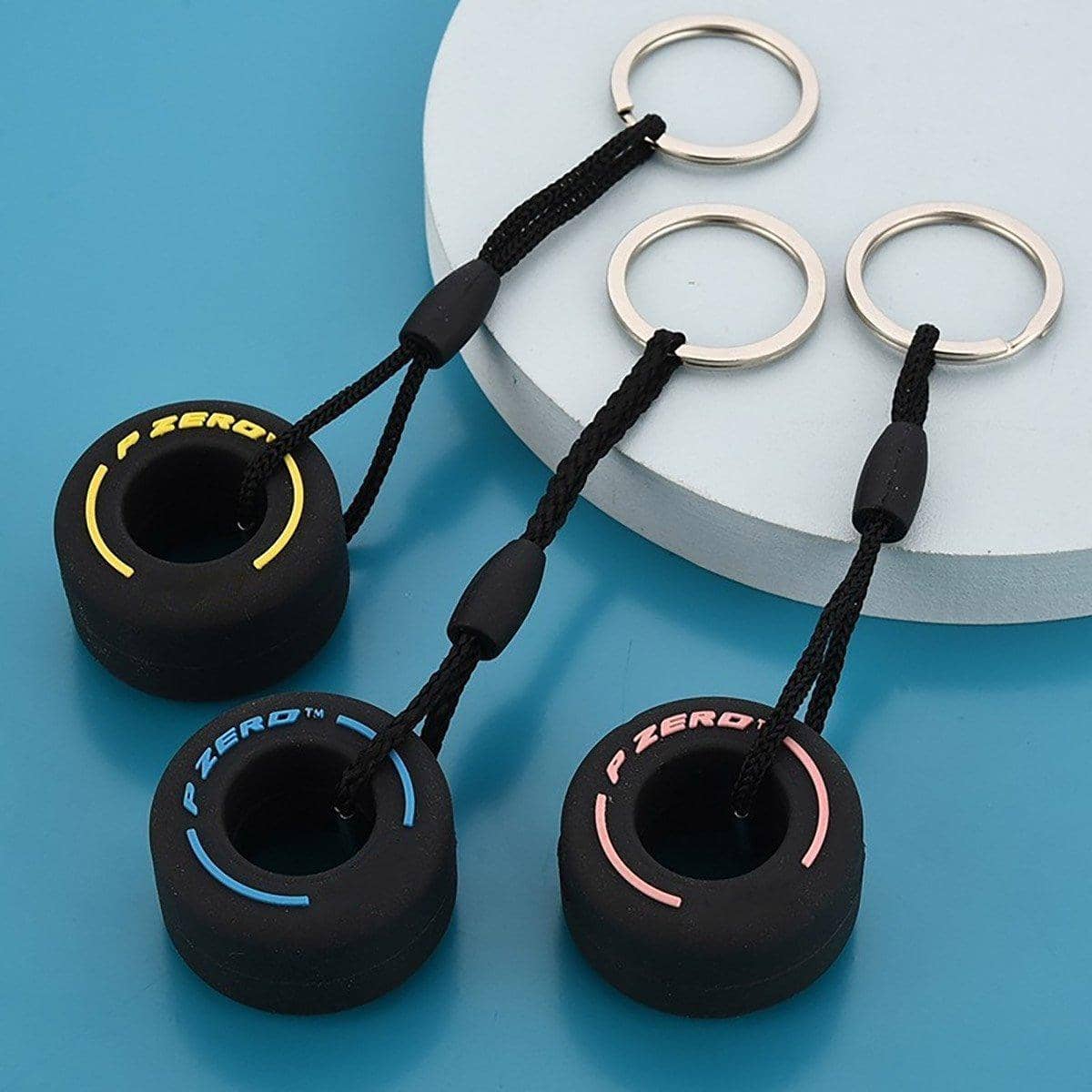 Soft PVC Tyre Keychain for Car Keys and Bags - Yellow - view 5