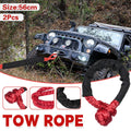 Soft Shackle Tow Rope Set, Pack of 2, 56 cm Heavy Duty Recovery Strap in Black and Red