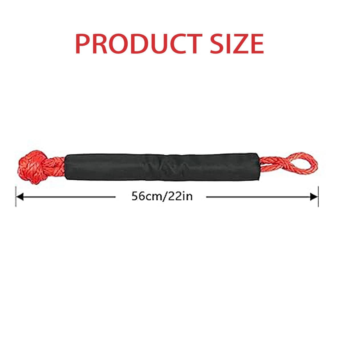 Soft Shackle Tow Rope Set, Pack of 2, 56 cm Heavy Duty Recovery Strap in Black and Red - view 3