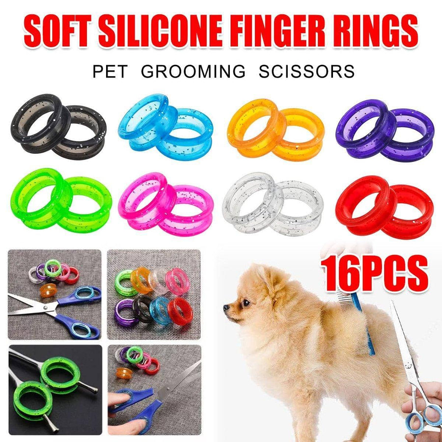 Soft Silicone Finger Rings for Dog Grooming Scissors Pack of 16