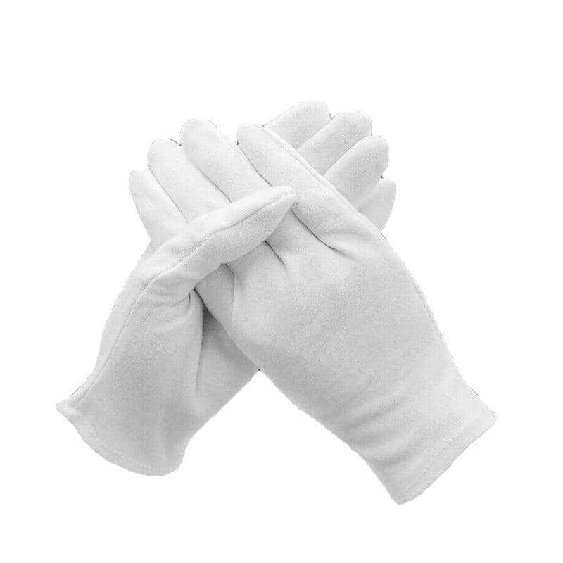 Soft White Cotton Gloves, 6 Pairs - Medium (8.5 x 19 cm)