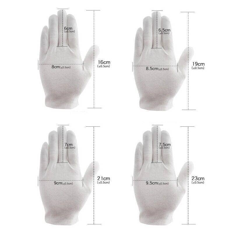 Soft White Cotton Gloves, 6 Pairs - Medium (8.5 x 19 cm) - view 5