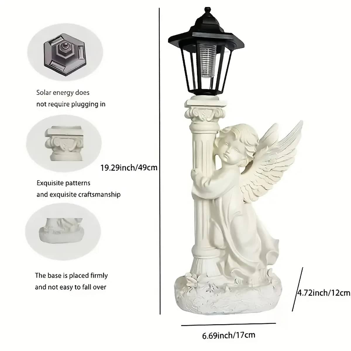 Solar Angel Statue Garden Light Outdoor Decor for Yard and Patio - Angel on Right Side - view 4