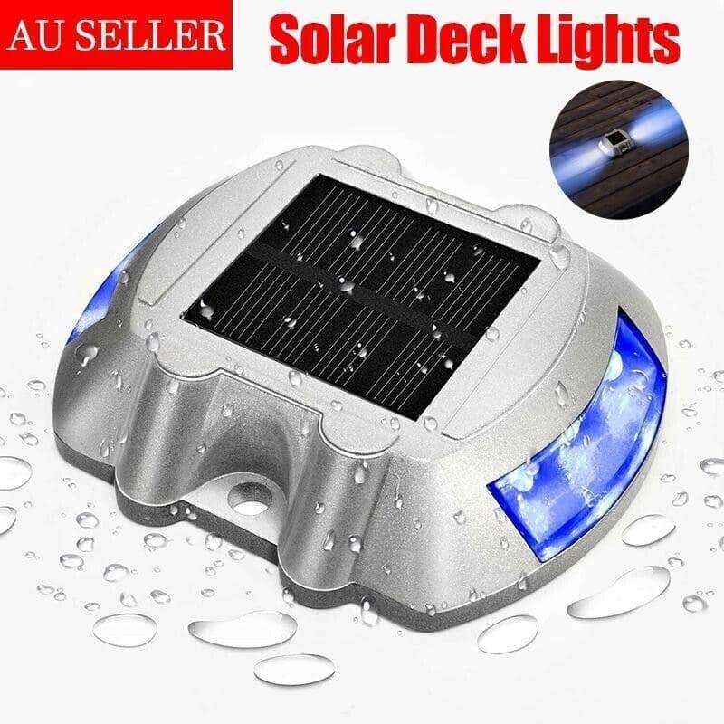 Solar LED Dock Light, Blue, IP67 Waterproof Cast Aluminium