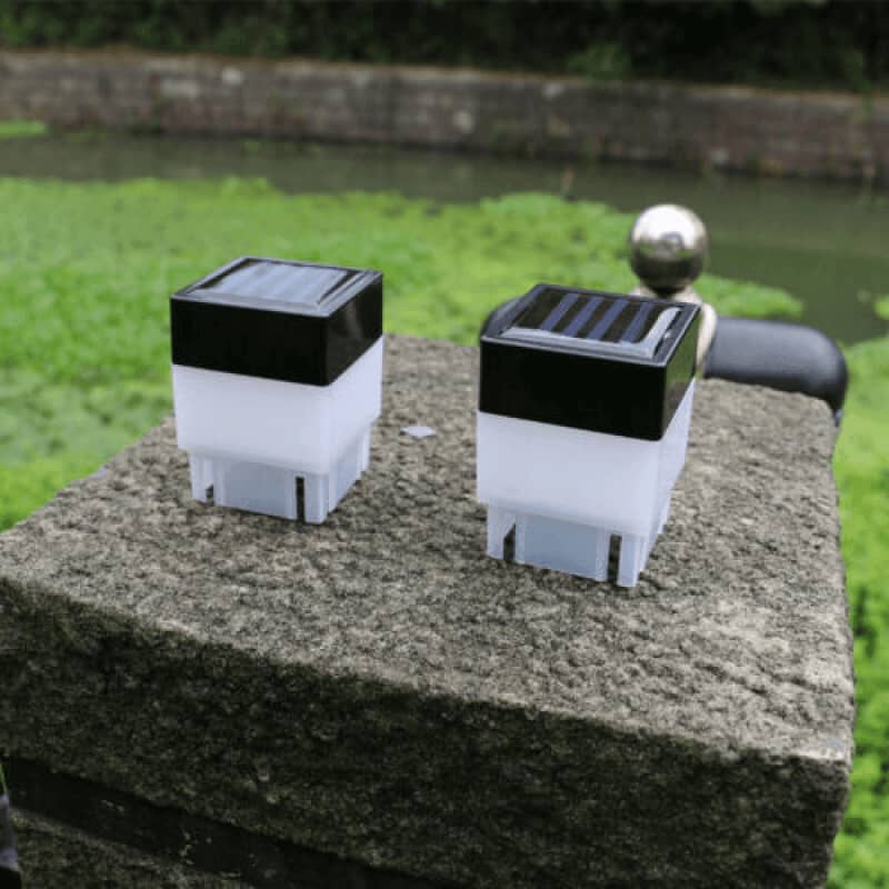 Solar LED Fence Post Light, Waterproof Square Garden Lamp - Warm White - view 5