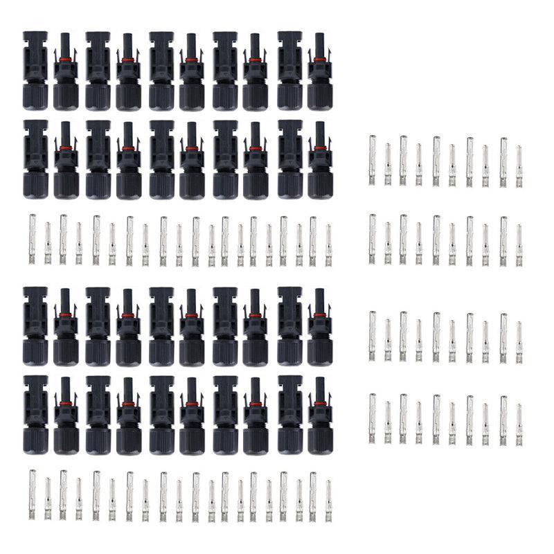 Solar Panel Cable Connectors, 30A IP67 Male and Female - 20 Pairs