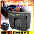 Solar Powered Car Window Fan Ventilator - Black