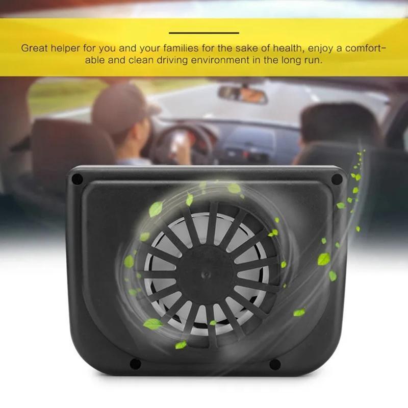 Solar Powered Car Window Fan Ventilator - Black - view 4