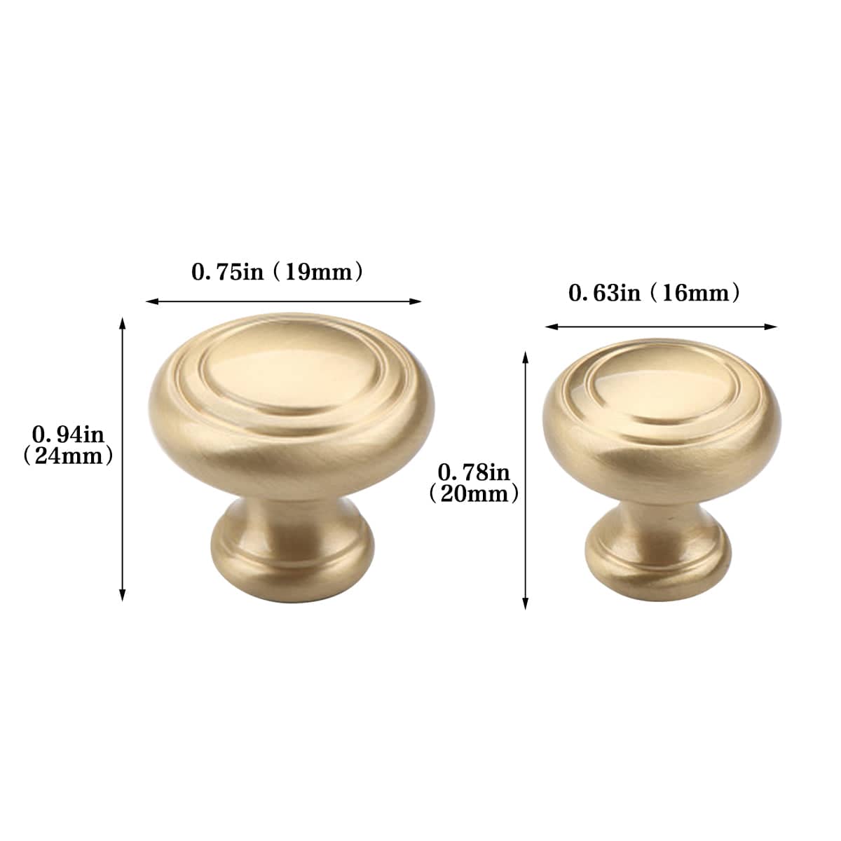 Solid Brass Cabinet Knob Drawer Pull Handle, Single Hole - 19 mm - view 4
