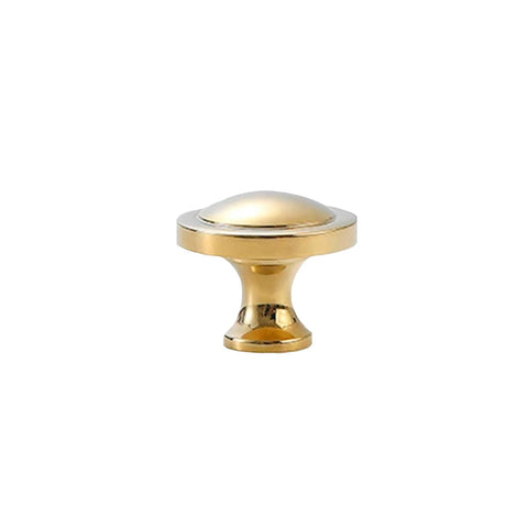Solid Brass Cabinet Knob, Single Hole - Gold, 32mm Mushroom Style