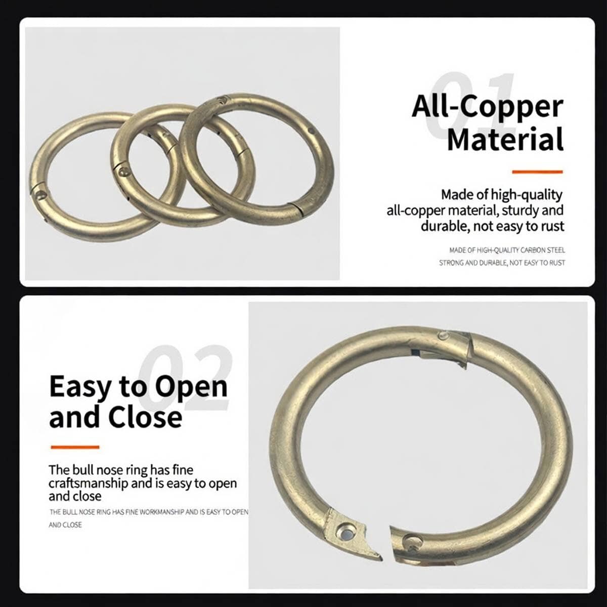Solid Brass Cattle Nose Ring for Livestock - Small (6.4 cm) - view 4