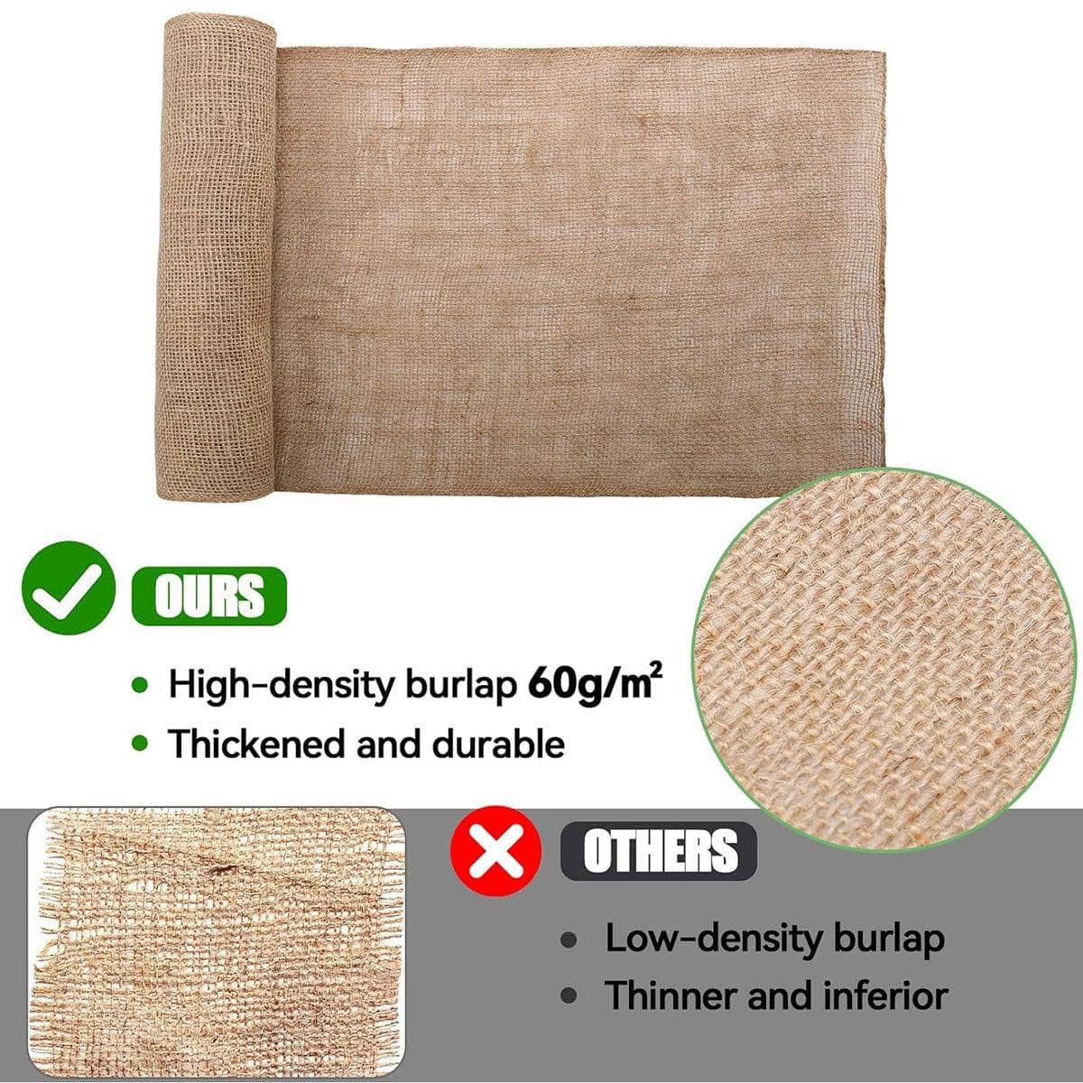 Solid Colour Burlap Tree Wrap Set of 2 Rolls for Winter Protection - 1000 x 10 cm - view 4