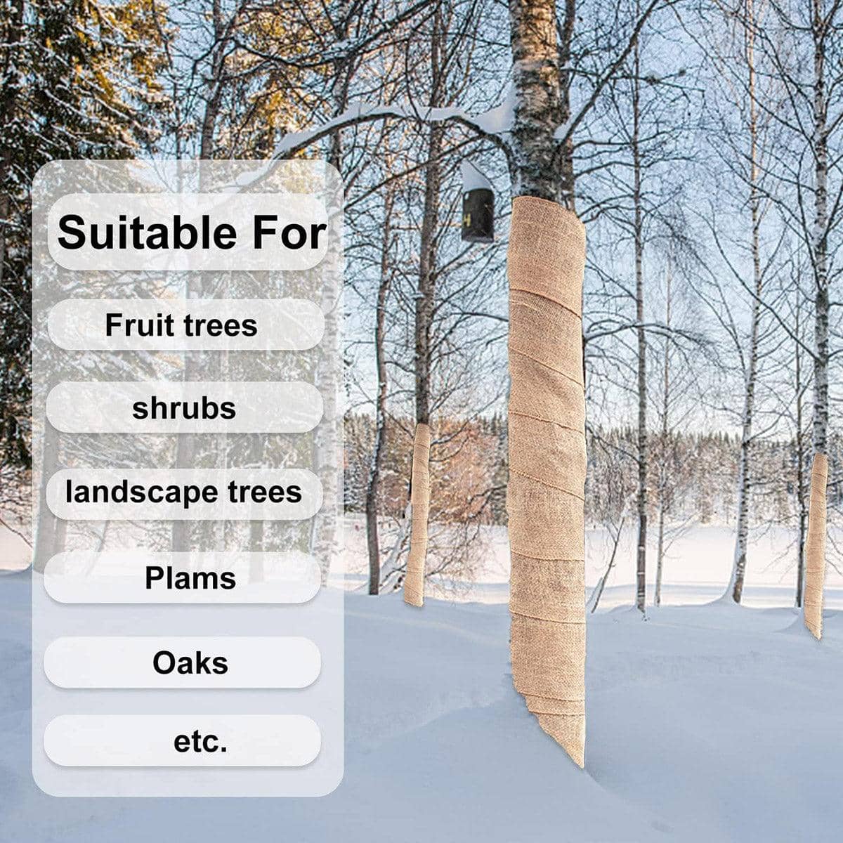 Solid Colour Burlap Tree Wrap Set of 2 Rolls for Winter Protection - 1000 x 10 cm - view 5