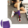 Solid Colour Cotton Crew Socks for Women - Orange 4 Pairs - view 6