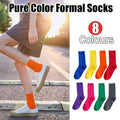 Solid Colour Cotton Crew Socks for Women - Red 1 Pair - view 2