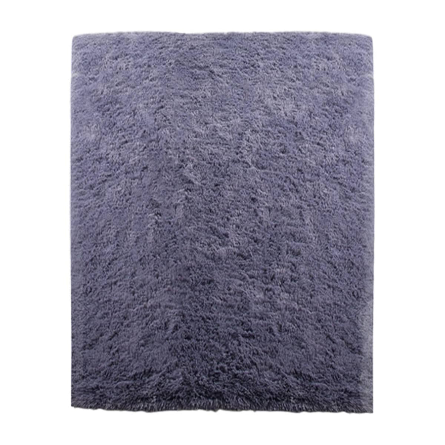 Solid Colour Living Room Carpet 150 x 240 cm, Soft Velvet Bedroom Floor Rug - Purple