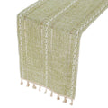 Solid Colour Woven Hollow Fringe Table Runner, Dining Tablecloth Decoration - 33 x 183 cm, Green